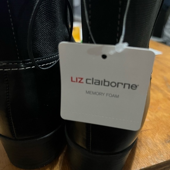 NWT Women's Liz Claiborne Barrington Stacked Heel Booties Size 8 - Black - Picture 6 of 7